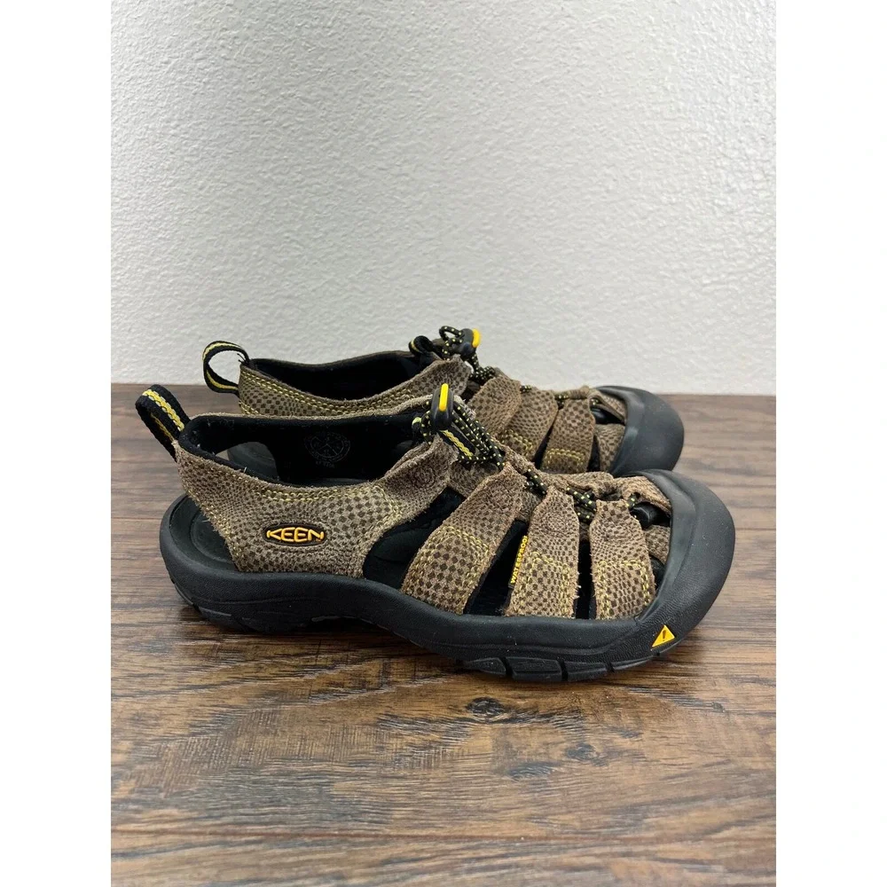 Keen Kids Boys Shoes Size 3 Brown Leather Geometric Waterproof‎ Outdoor Sport